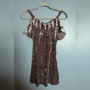 American Eagle Velvet Cold Shoulder Gray Silver Metallic Dress Juniors XS